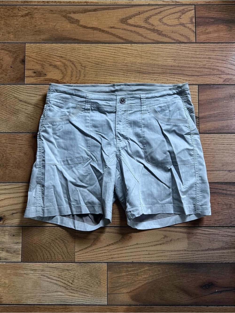 KÜHL Cabo Women’s Size 8 Gray Green Hiking Shorts Cotton Linen Blend Outdoor